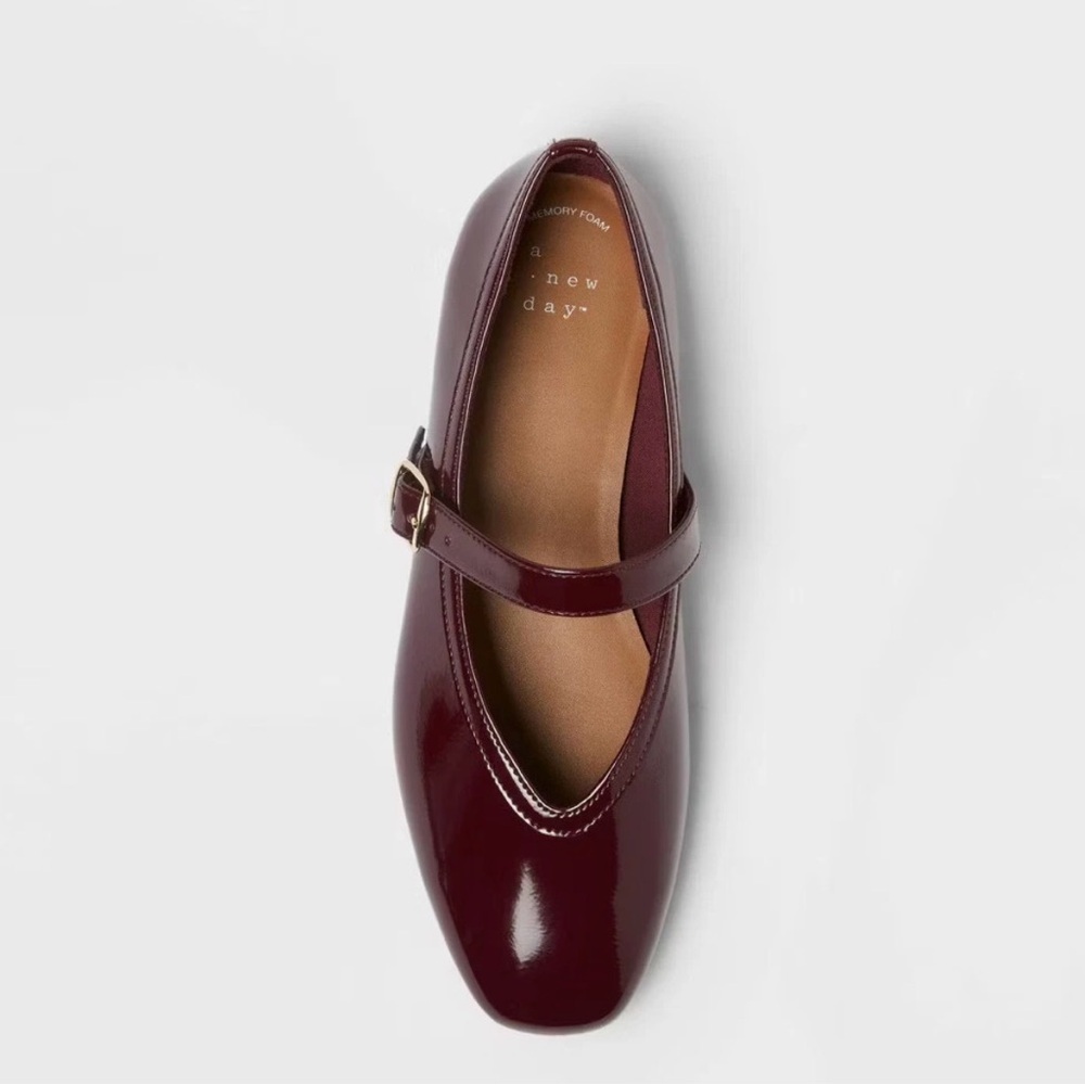 Elena Mary Jane Flats with Memory Foam Insole – A New day Burgundy - Picture 3 of 8
